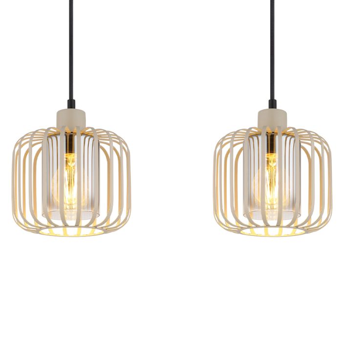 Metalowa industrialna lampa wisząca nad stół do jadalni beżowa, Jolanda