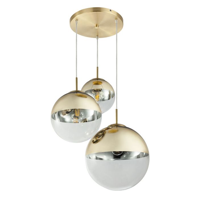 Szklana design lampa wisząca złota, Novia