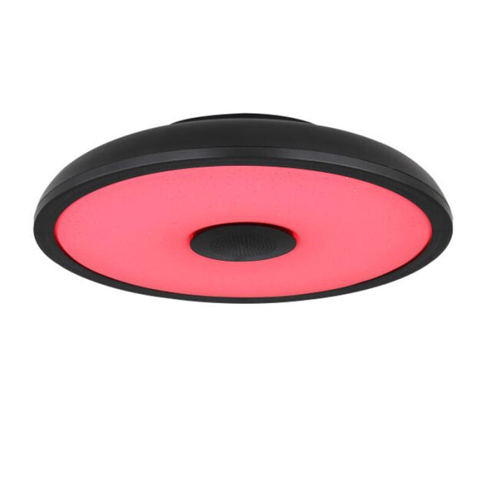 Plastikowy nowoczesny plafon sufitowy czarny, Musica, 18W, regulowany kolor LED, IP44, z pilot