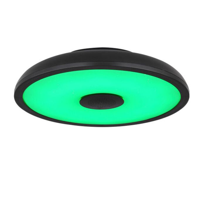Plastikowy nowoczesny plafon sufitowy czarny, Musica, 18W, regulowany kolor LED, IP44, z pilot