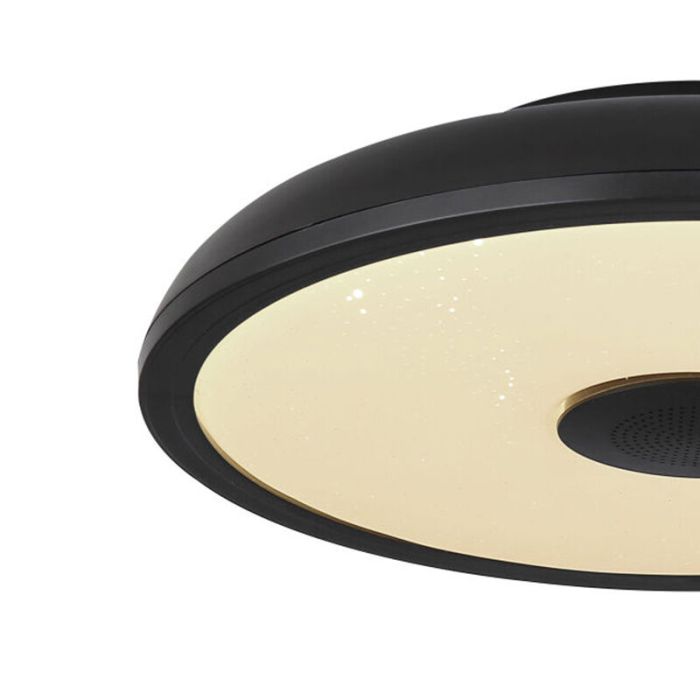 Plastikowy nowoczesny plafon sufitowy czarny, Musica, 18W, regulowany kolor LED, IP44, z pilot