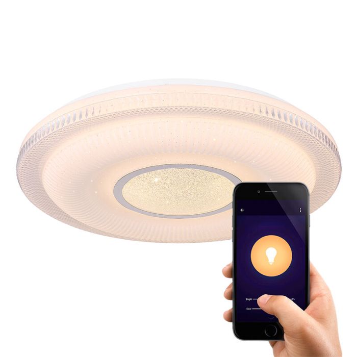 Metalowa nowoczesna inteligentna lampa sufitowa biała, Aldin, 30W, regulowana ciepła do zimnej bieli LED