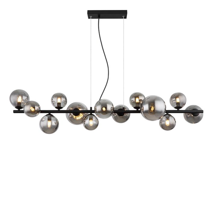 Szklana design lampa wisząca nad stół do jadalni czarna, Melinda