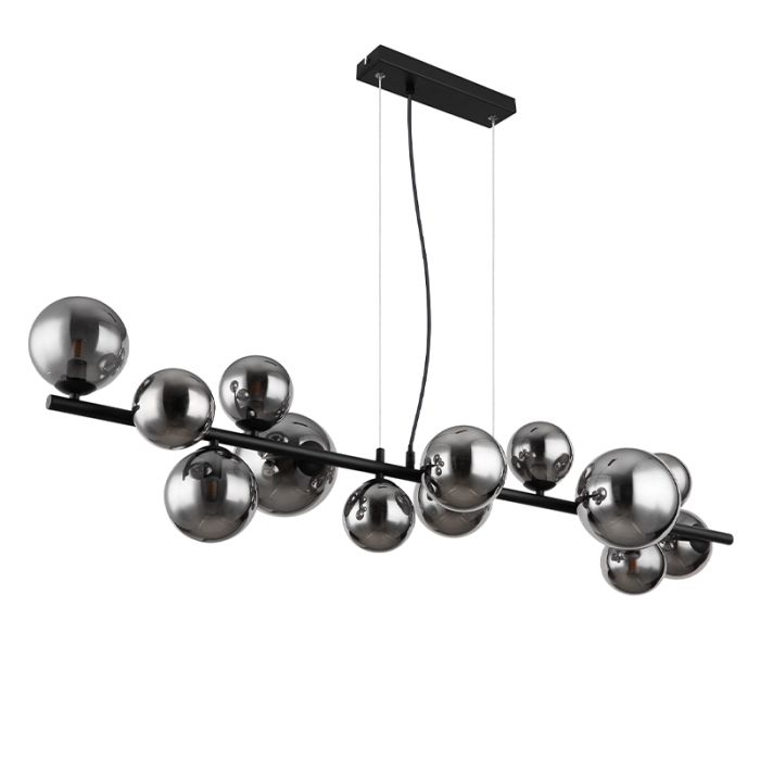 Szklana design lampa wisząca nad stół do jadalni czarna, Melinda