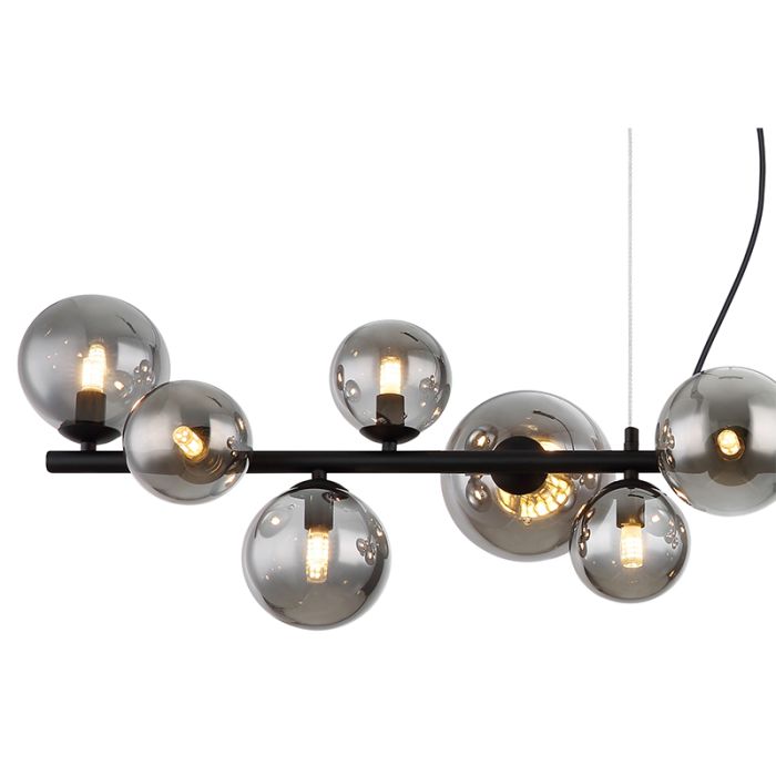 Szklana design lampa wisząca nad stół do jadalni czarna, Melinda