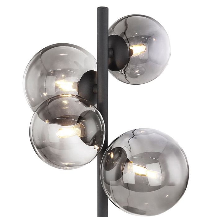 Szklana design lampa stołowa czarna, Melinda, z przełącznik