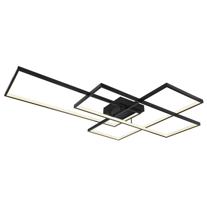 Plastikowy nowoczesny plafon sufitowy czarny, Terri, 100W, regulowana ciepła do zimnej bieli LED, z pilot