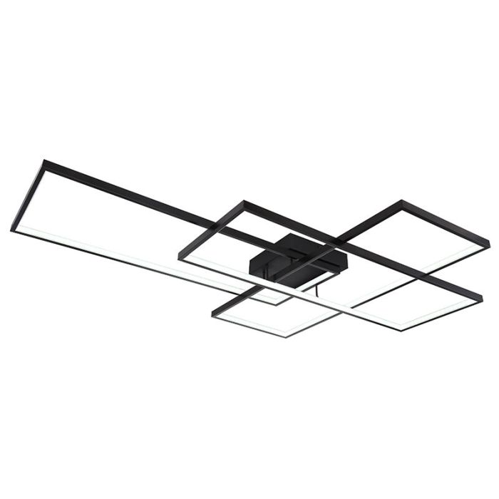 Plastikowy nowoczesny plafon sufitowy czarny, Terri, 100W, regulowana ciepła do zimnej bieli LED, z pilot