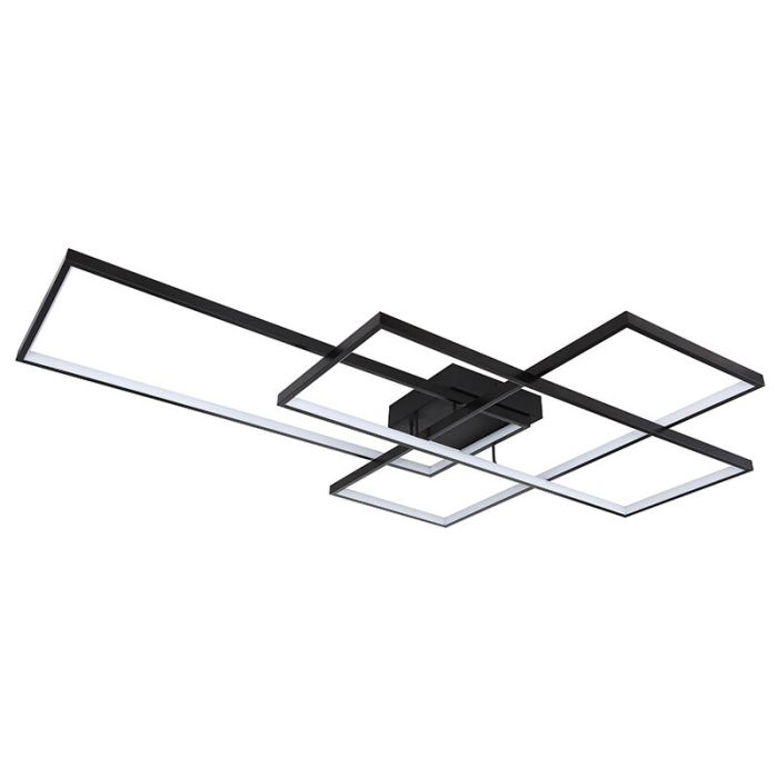 Plastikowy nowoczesny plafon sufitowy czarny, Terri, 100W, regulowana ciepła do zimnej bieli LED, z pilot
