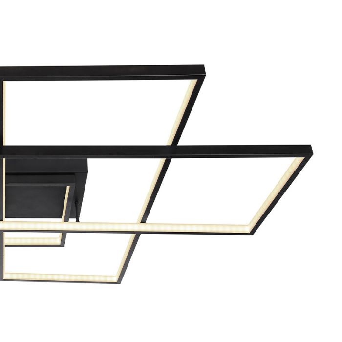 Plastikowy nowoczesny plafon sufitowy czarny, Terri, 100W, regulowana ciepła do zimnej bieli LED, z pilot
