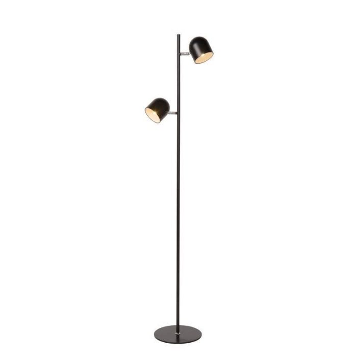 Czarna lampa stojąca nowoczesna, Skanska, 5W, 2700K LED, z dotykowy ściemniacz