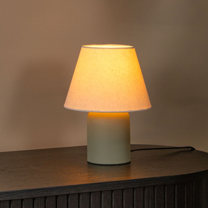 Ceramiczna lampa stołowa zielona, Macia, z przełącznik