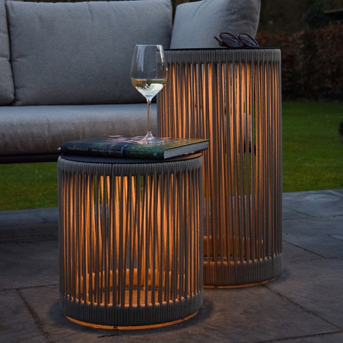 Ciemnoszara lampa stojąca akumulatorowa nowoczesna, Pingi, 3W, 3000K LED, IP44, ściemniana w 3 krokach