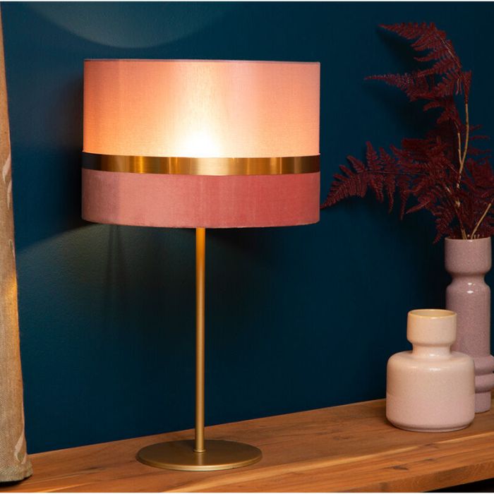 Różowa lampa stołowa retro, Extravaganza Tusse, z przełącznik
