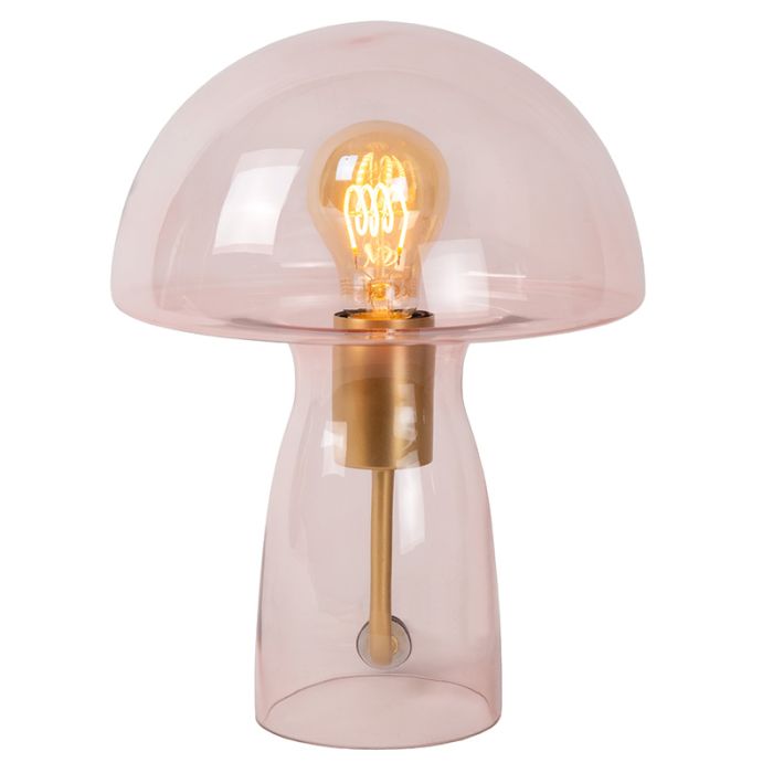 Różowa lampa stołowa nowoczesna, Fungo, z przełącznik