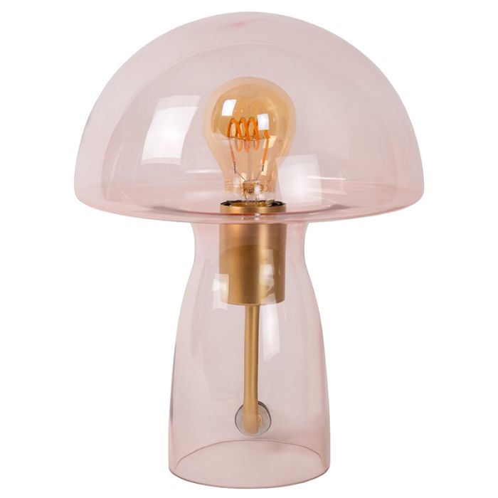 Różowa lampa stołowa nowoczesna, Fungo, z przełącznik