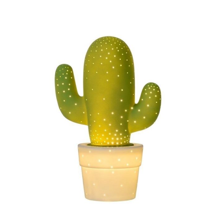 Ceramiczna lampa stołowa zielona, Cactus, z przełącznik