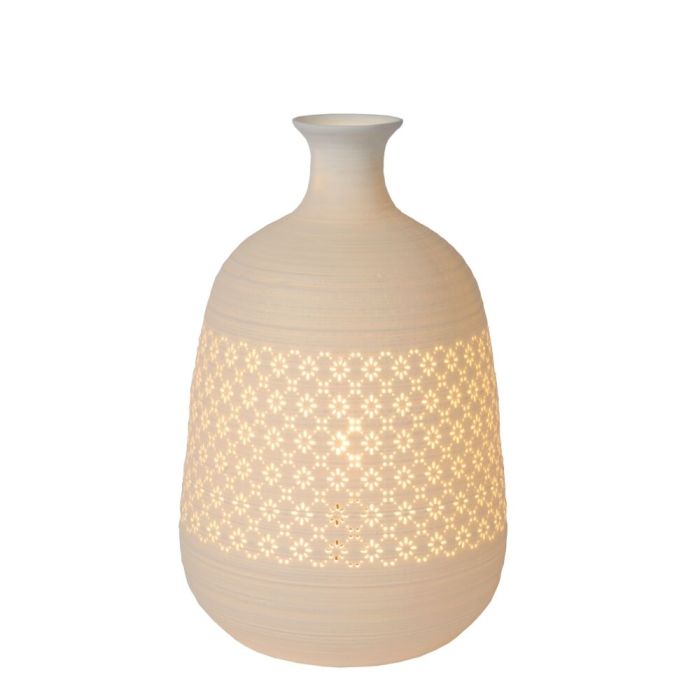 Biała lampa stołowa retro, Tiesse, z przełącznik