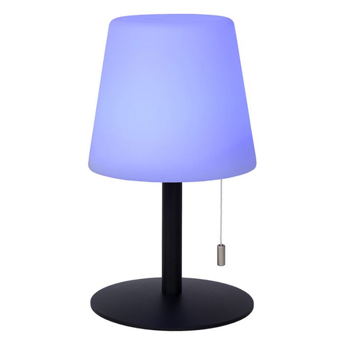 Biała akumulatorowa lampa stołowa zewnętrzna nowoczesna, Rio, 1,8W, RGB LED, IP44, z przełącznik pociągowy