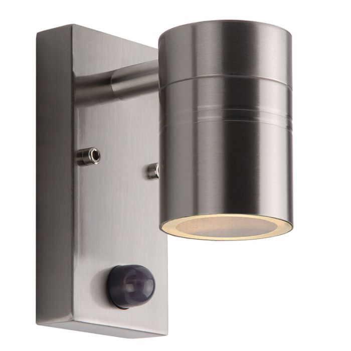 Chromowany kinkiet zewnętrzny z czujnikiem ruchu metalowy, Arne, IP44