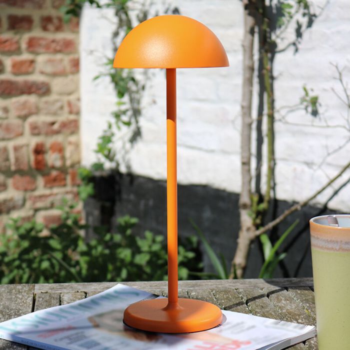 Pomarańczowa lampa stołowa ogrodowa retro, Joy, 1,5W, 3000K LED, IP54, z dotykowy ściemniacz