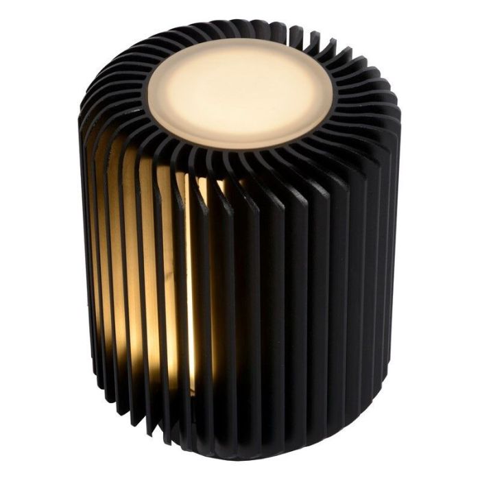Czarna lampa stołowa nowoczesna, Turbin, 5W, 3000K LED, z przełącznik