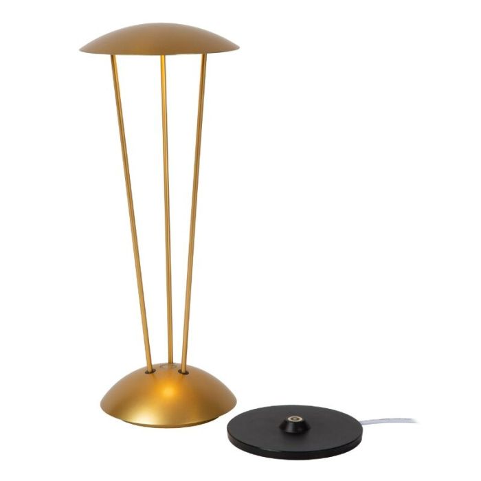 Mosiądz akumulatorowa lampa stołowa zewnętrzna nowoczesna, Renee, 2,2W, 2700K LED, IP54, z dotykowy ściemniacz