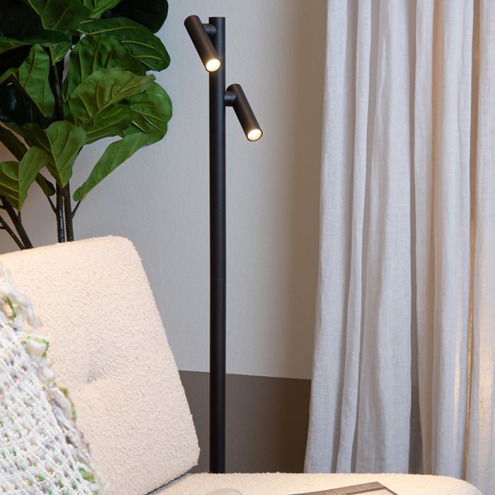 Czarna lampa stojąca akumulatorowa nowoczesna, Antrim, 2,2W, 2700K LED, IP54, z dotykowy ściemniacz