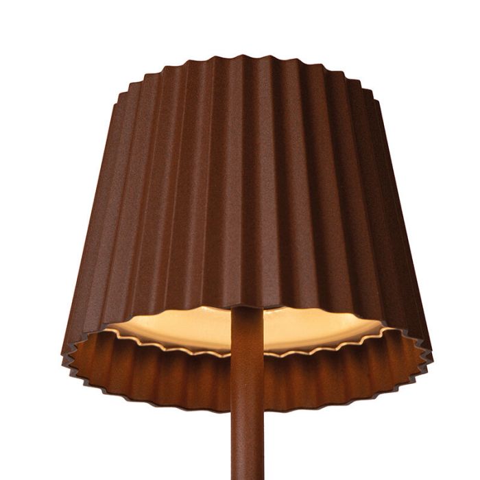 Rdzawa lampa stołowa ogrodowa rustykalna, Justine, 2W, 2700K LED, IP54, z dotykowy ściemniacz