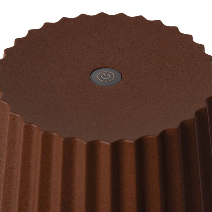 Rdzawa lampa stołowa ogrodowa rustykalna, Justine, 2W, 2700K LED, IP54, z dotykowy ściemniacz