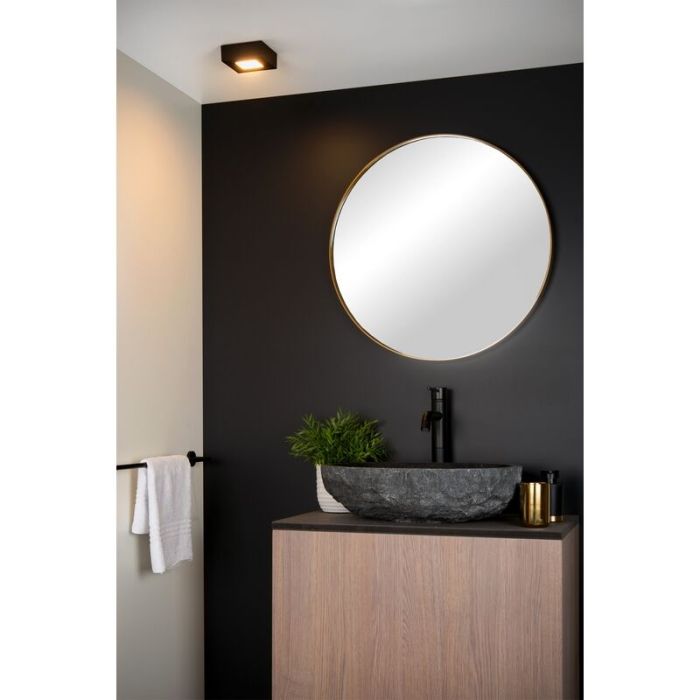 Czarny plafon sufitowy nowoczesny, Brice, 8W, 3000K LED, IP44