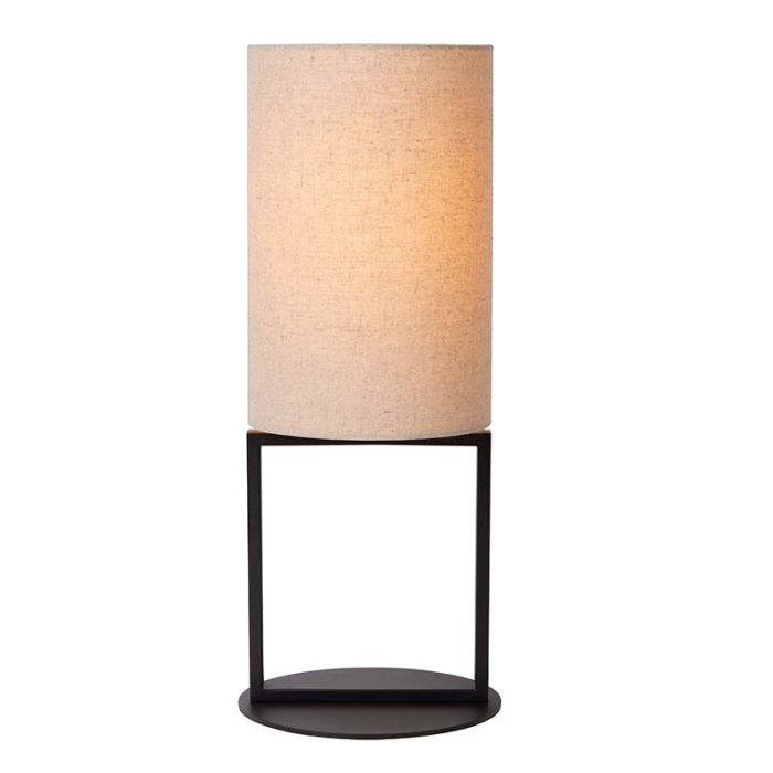 Beżowa lampa stołowa rustykalna, Herman, z przełącznik