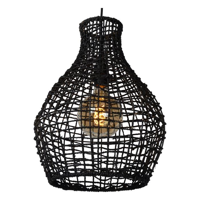 Rattanowa lampa wisząca czarna, Alban