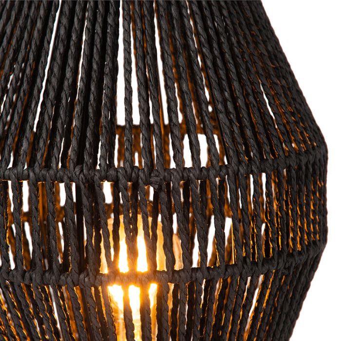 Czarna lampa stołowa rustykalna, Cordulle, z przełącznik