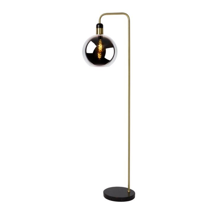 Szara lampa stojąca vintage, Julius, z przełącznik