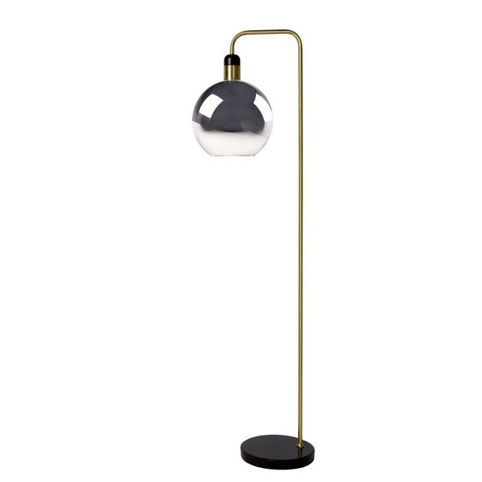 Szara lampa stojąca vintage, Julius, z przełącznik