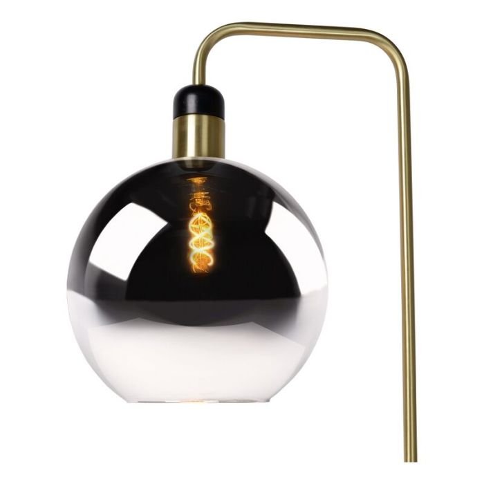 Szara lampa stojąca vintage, Julius, z przełącznik