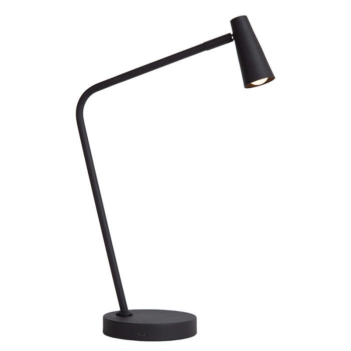 Czarna lampa stołowa akumulatorowa nowoczesna, Stirling, 3W, 2700K LED, z dotykowy ściemniacz