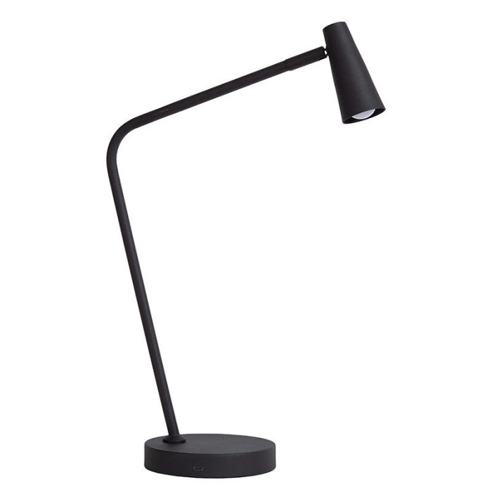 Czarna lampa stołowa akumulatorowa nowoczesna, Stirling, 3W, 2700K LED, z dotykowy ściemniacz