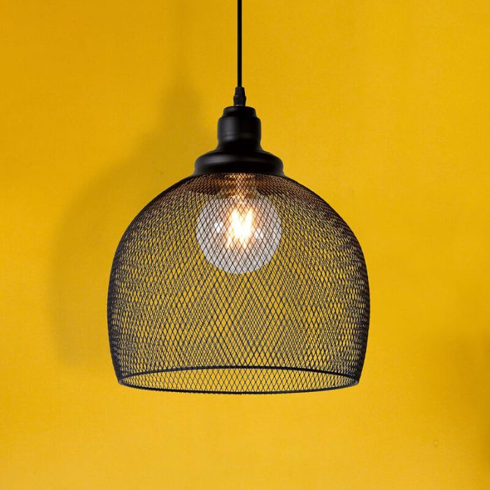 Czarna lampa wisząca retro, Mesh