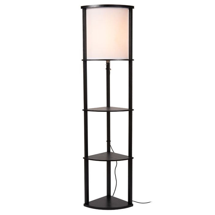 Czarna lampa stojąca nowoczesna, Menno, z przełącznik pociągowy