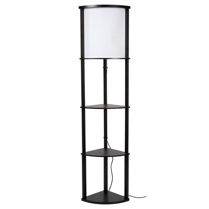 Czarna lampa stojąca nowoczesna, Menno, z przełącznik pociągowy
