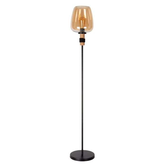 Bursztynowa lampa stojąca retro, Ilona, z przełącznik