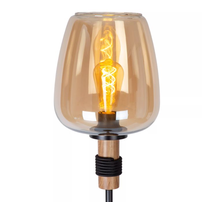 Bursztynowa lampa stojąca retro, Ilona, z przełącznik
