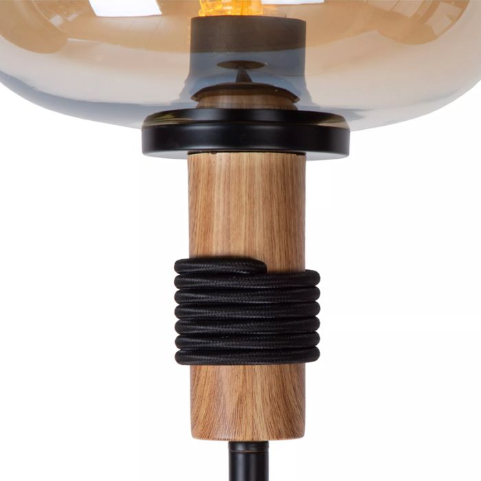 Bursztynowa lampa stojąca retro, Ilona, z przełącznik