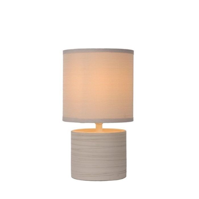 Ceramiczna lampa stołowa szara, Greasby, z przełącznik
