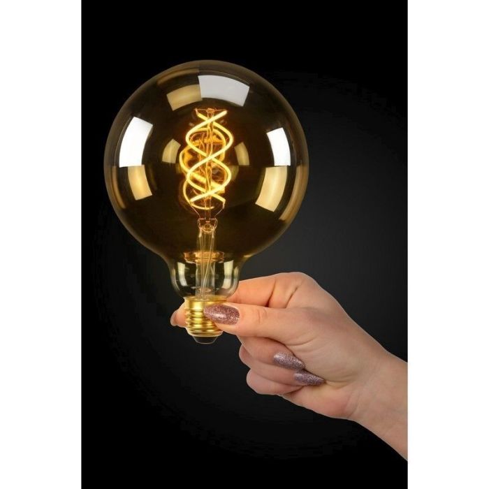 Ściemnialna żarówka LED E27 Filament G125 Bardzo duża, bardzo ciepła biel, 5 Watt