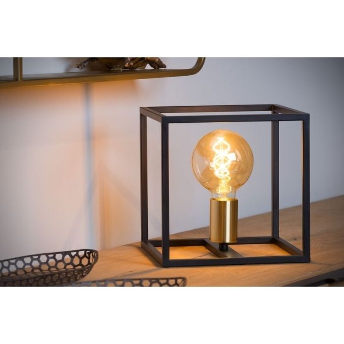Złota lampa stołowa nowoczesna, Ruben, z przełącznik