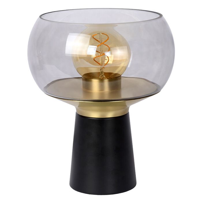 Czarna lampa stołowa retro, Farris, z przełącznik