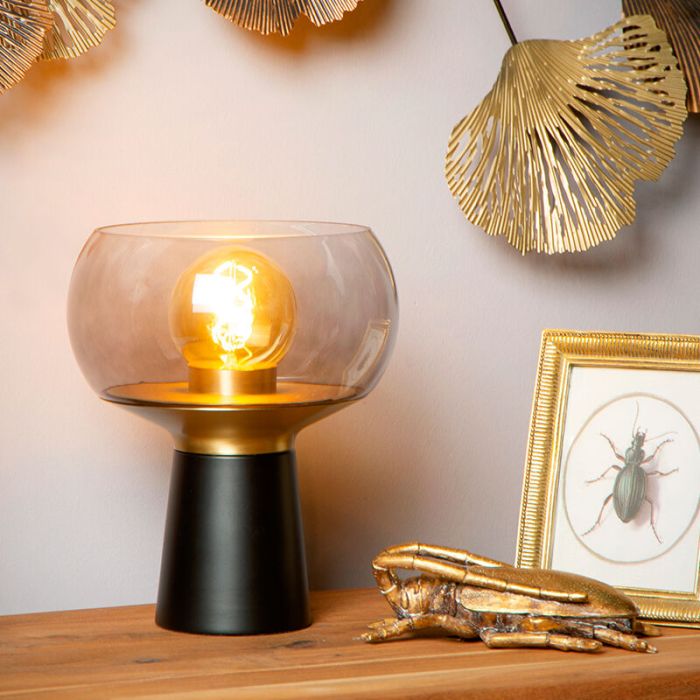 Czarna lampa stołowa retro, Farris, z przełącznik